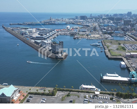 鹿児島市の市中央卸売市場付近の空撮 132862131