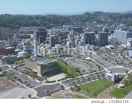 鹿児島市の北ふ頭旅客ターミナル付近の空撮 132862134