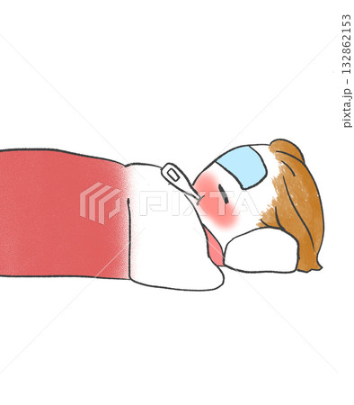 熱が出て寝ている人 熱が出て寝ている人 132862153