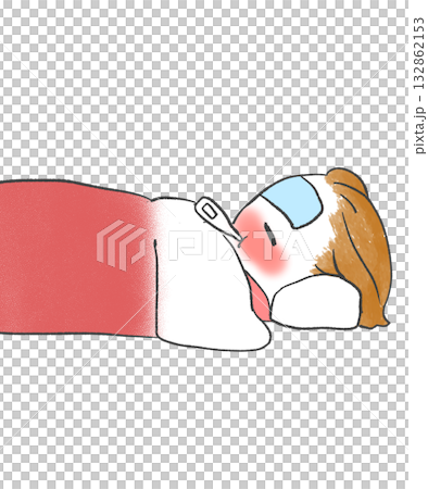 發燒的人正在睡覺 132862153