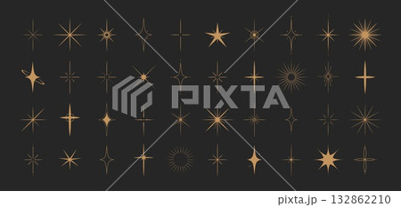 Sparkle stars collection. Elegant star shapes. Shining icons. Flat Vector illustration isolated on black background Sparkle stars collection. Elegant star shapes. Shining icons. Flat Vector illustration isolated on black background 132862210