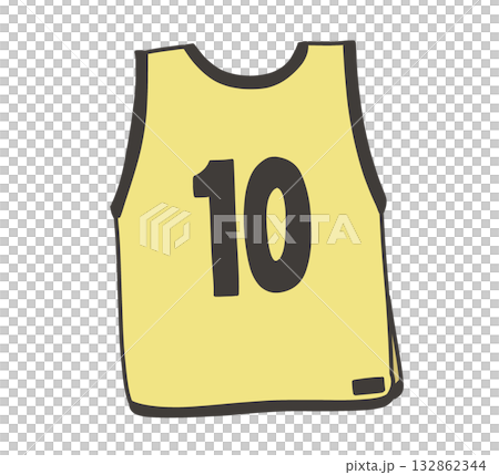 Illustration of a yellow bib with the number 10 132862344
