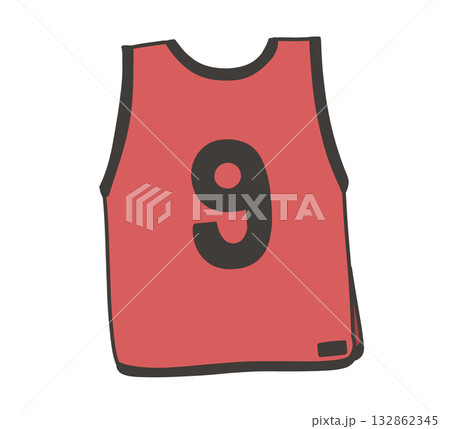 赤いビブス9番のイラスト 132862345