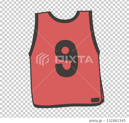 赤いビブス9番のイラスト 132862345