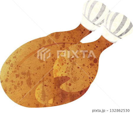 ローストターキー（チキン）のイラスト - クリスマス、感謝祭の料理素材 132862530