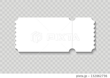 Vector empty ticket template. Isolated modern coupon mockup for travelling, movie, theater, airplane. Blank white tickets, icon. Concert, festival, event admit layouts 132862736