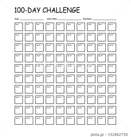 100 Day challenge calendar and goal Planner. Daily tracker with motivation word and goals. Plan your day make dream happen. Habit Tracker. Minimalist simple planner 100 Day challenge calendar and goal Planner. Daily tracker with motivation word and goals. Plan your day make dream happen. Habit Tracker. Minimalist simple planner 132862738