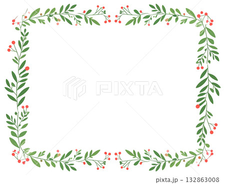 ボタニカルでシンプルなフレーム 132863008