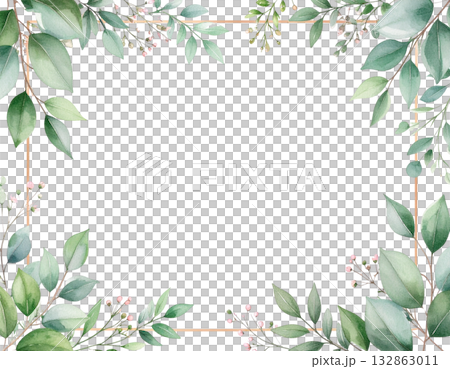 ボタニカルでシンプルなフレーム ボタニカルでシンプルなフレーム 132863011