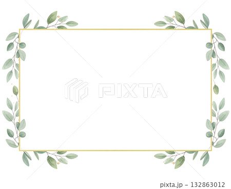 ボタニカルでシンプルなフレーム 132863012