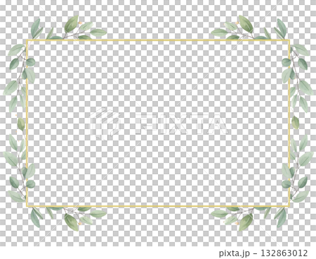 ボタニカルでシンプルなフレーム 132863012