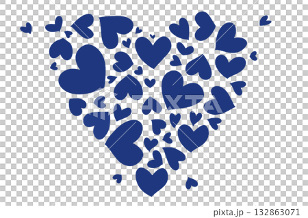 Valentine's Day heart motif with hearts gathered together | Heart, blue, transparent background 132863071