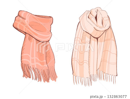 冬のあったかいかわいいマフラー2個	 132863077