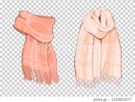 冬のあったかいかわいいマフラー2個	 132863077