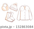冬の暖かい服飾アイテムセット（影）｜, コート, ブーツ, ニット帽, イヤーマフ, 冬ファッション 132863084
