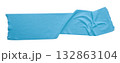 light blue crumpled torn tape isolated on transparent background. 132863104