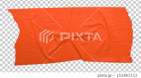 red crumpled torn tape isolated on transparent background. red crumpled torn tape isolated on transparent background. 132863112