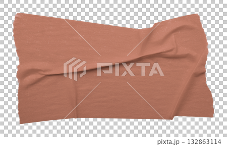 brown crumpled torn tape isolated on transparent background. brown crumpled torn tape isolated on transparent background. 132863114