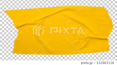 yellow crumpled torn tape isolated on transparent background. yellow crumpled torn tape isolated on transparent background. 132863116