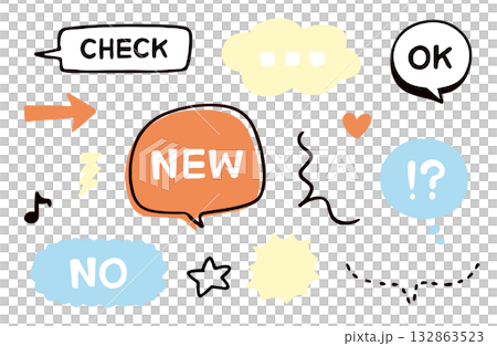 かわいい吹き出しとあしらいセット 132863523