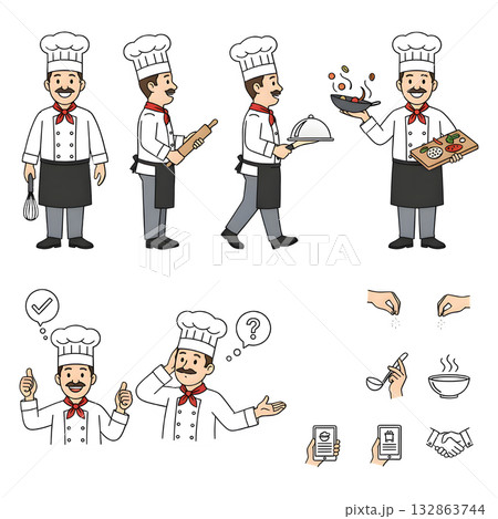 Set of Chief cooking character. illustration design 132863744