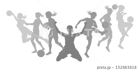 Soccer Football Players Silhouettes 132863818