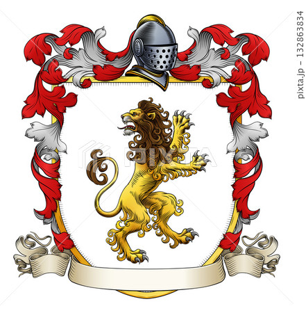 Coat of Arms Crest Lion Heraldry Medieval Shield Coat of Arms Crest Lion Heraldry Medieval Shield 132863834