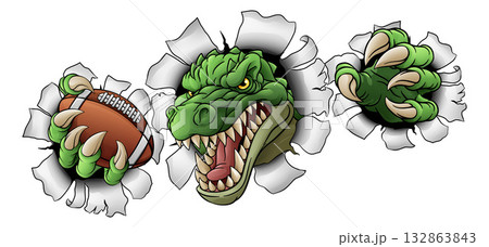 Crocodile Dinosaur Alligator Football Sport Mascot 132863843