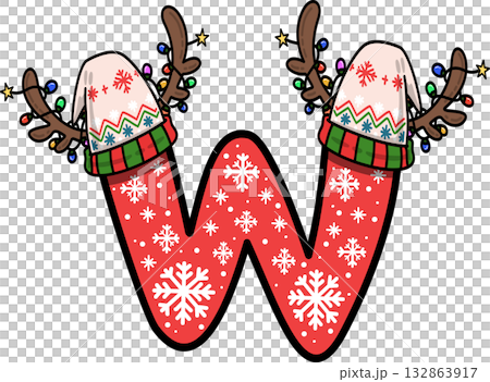 Christmas Festive Decoration Alphabet W Christmas Festive Decoration Alphabet W 132863917