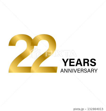 22 years anniversary gold icon vector for graphic design, logo, website, social media, mobile app, UI illustration 132864013