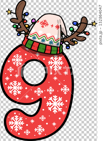 Christmas Festive Number 9 Decoration Christmas Festive Number 9 Decoration 132864047