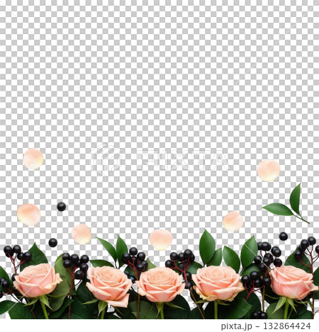Delicate pink roses isolated on transparent background 132864424