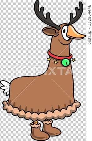 Christmas Groovy Goose Dressed Reindeer Costume with Bell Collar Cartoon Christmas Groovy Goose Dressed Reindeer Costume with Bell Collar Cartoon 132864446