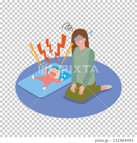 育児ノイローゼの女性 132864493