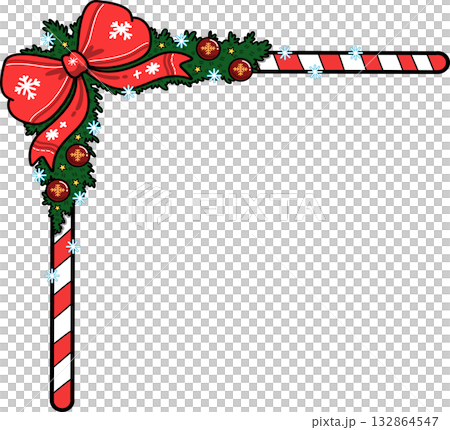 Christmas Corner Border with Candy Cane and Bow Decoration Christmas Corner Border with Candy Cane and Bow Decoration 132864547