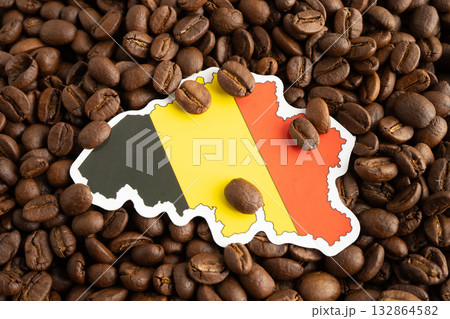 Germany flag on coffee beans, shopping online for export or import food product. 132864582