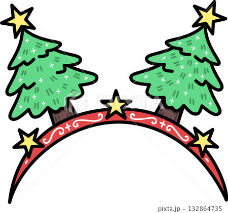 Groovy Christmas Tree Headband Cartoon 132864735