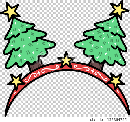 Groovy Christmas Tree Headband Cartoon 132864735