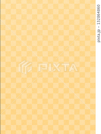和紙柄パターン枠 市松模様テクスチャー背景イラスト 壁紙 黄金色 縦長 和紙柄パターン枠 市松模様テクスチャー背景イラスト 壁紙 黄金色 縦長 132864860