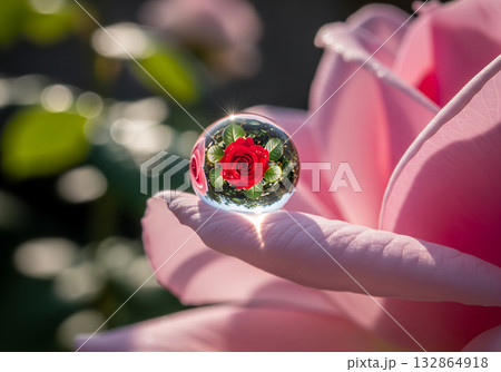 beautiful pink rose in a hand 132864918