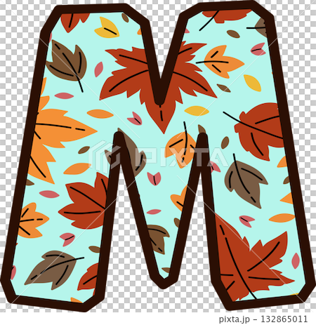 Autumn Leaves Pattern Uppercase Letter M のイラスト素材 [132865011] - PIXTA
