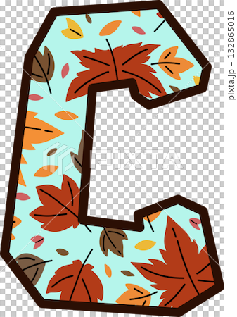 Autumn Leaves Pattern Uppercase Letter C 132865016