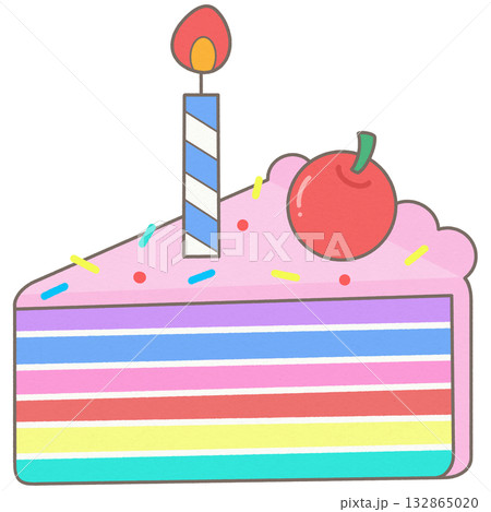 Cute colorful rainbow birthday cake with layers 132865020