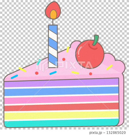 Cute colorful rainbow birthday cake with layers 132865020