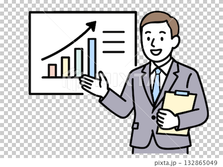 プレゼンテーションをす男性ビジネスマン 132865049