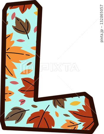 Autumn Leaves Pattern Uppercase Letter L 132865057