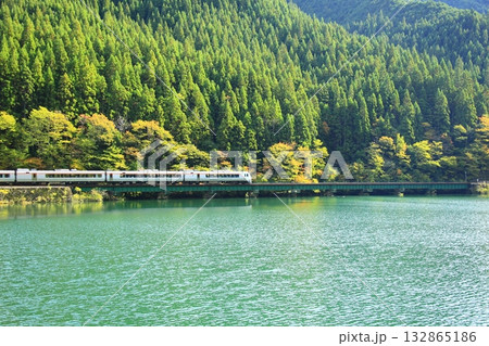 ダム湖畔を走るワイドビューひだ ダム湖畔を走るワイドビューひだ 132865186