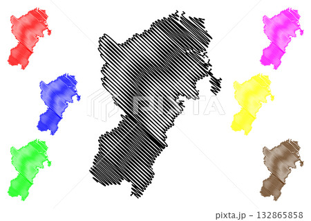 City of Shoalhaven (Commonwealth of Australia, New South Wales, NSW) map vector illustration, scribble sketch Shoalhaven map 132865858