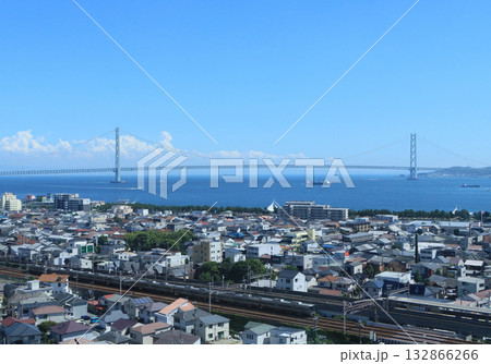 明石市 明石海峡と明石海峡大橋 明石市 明石海峡と明石海峡大橋 132866266