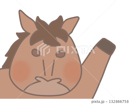 前足を挙げている馬のイラスト　焦げ茶色 132866758